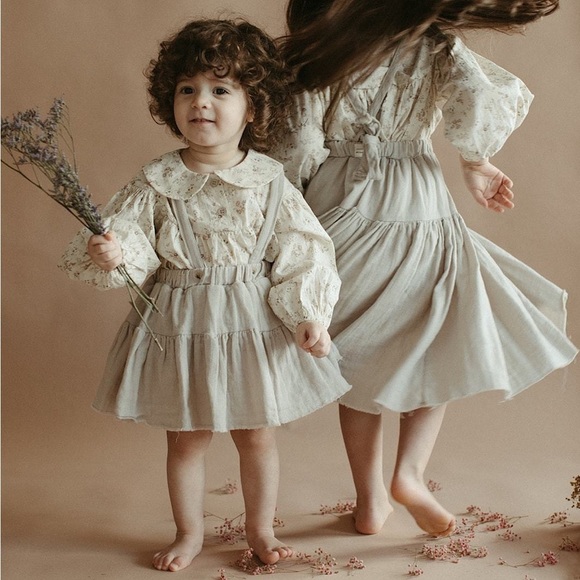 NWT Monbebe Gauzy Cotton Boho Neutral Can Can Wear 2 Ways Skirt Dress in Gray S - Picture 4 of 16